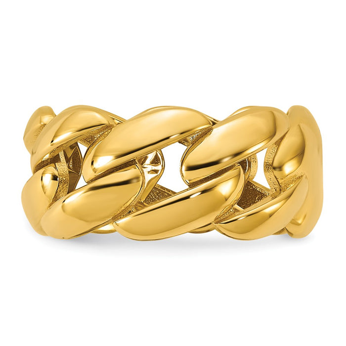 High-Quality 14K Gold Polished 9.75mm Curb Link Band Ring - Stylish Value!-3