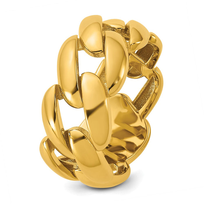 High-Quality 14K Gold Polished 9.75mm Curb Link Band Ring - Stylish Value!-6