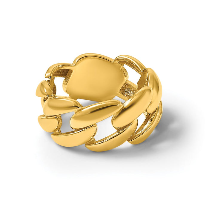 High-Quality 14K Gold Polished 9.75mm Curb Link Band Ring - Stylish Value!-7