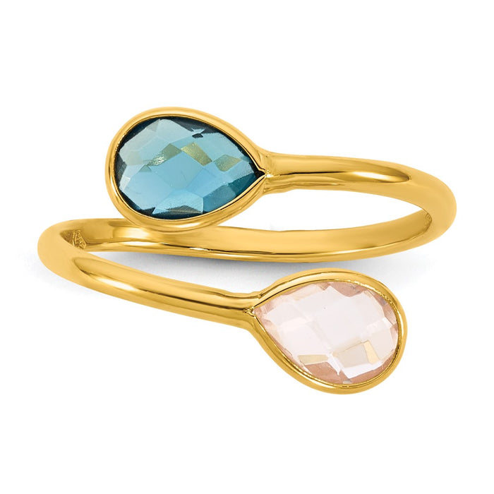 Shop Exclusive Herco 14K Gold Teardrop Bypass Ring with London Blue Topaz-4