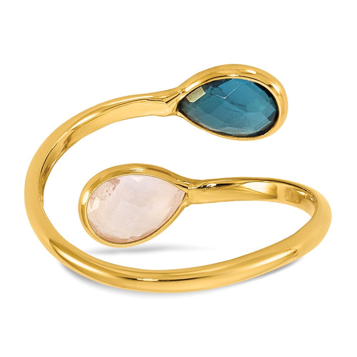 Shop Exclusive Herco 14K Gold Teardrop Bypass Ring with London Blue Topaz-5