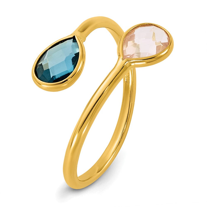 Shop Exclusive Herco 14K Gold Teardrop Bypass Ring with London Blue Topaz-6
