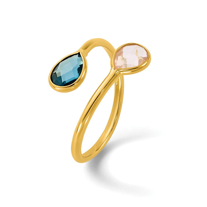 Shop Exclusive Herco 14K Gold Teardrop Bypass Ring with London Blue Topaz-7