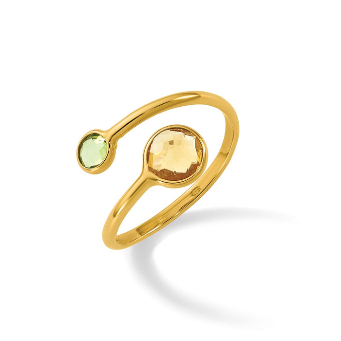Buy Stylish 14K Gold Polished Bypass Ring with Peridot & Citrine Circles-7