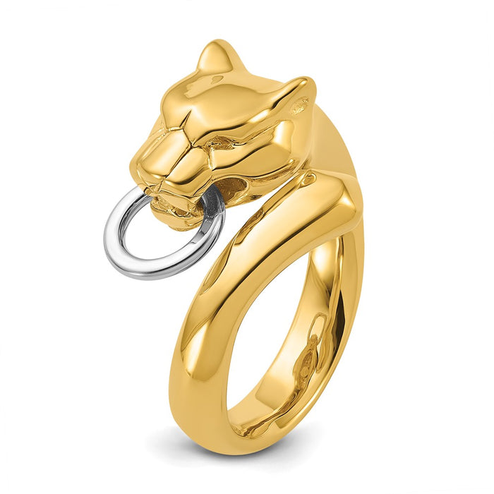 Designer Herco 18K Two-Tone Panther Head Bypass Ring - Stylish & Affordable-6