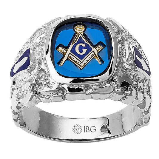 Shop Exclusive Silver SS Master Mason Ring with Blue Masonic Stone - Stylish Design