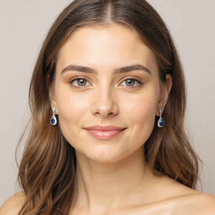 Buy Exclusive Cheryl M Sterling Silver Teardrop Earrings with Lab-Created Spinel-6