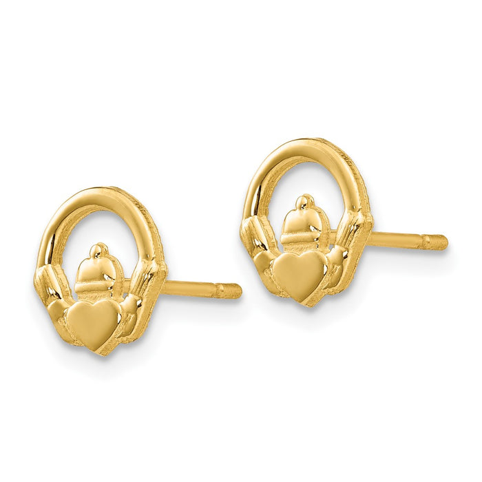 Buy Stylish 14K Gold Claddagh Stud Earrings - Affordable Luxury for You-2