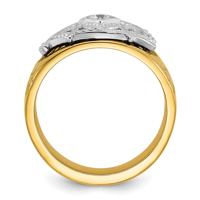 Buy Stylish 10K Two-Tone Masonic Ring with Diamond & Enamel - Exclusive Design-3