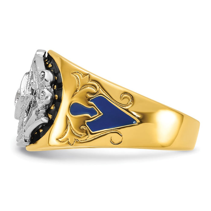 Buy Stylish 10K Two-Tone Masonic Ring with Diamond & Enamel - Exclusive Design-4