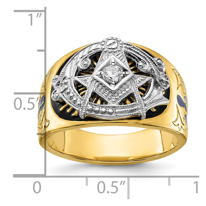Buy Stylish 10K Two-Tone Masonic Ring with Diamond & Enamel - Exclusive Design-8