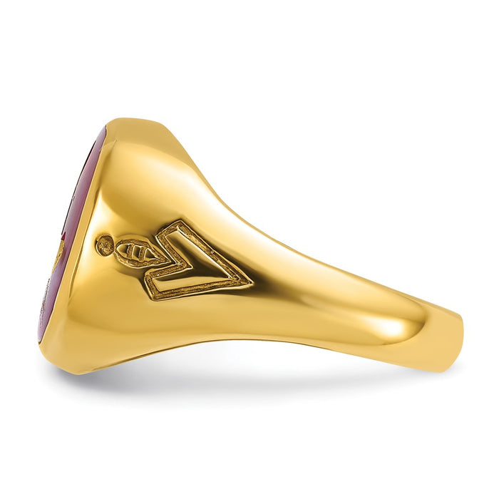 Buy Exclusive 14K Men's Polished Masonic Ring with Lab-Created Ruby - Stylish Design-3