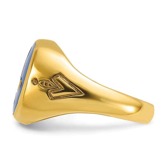 Shop Stylish 14K Gold Men's Masonic Ring with Lab-Created Blue Sapphire, 8mm-3