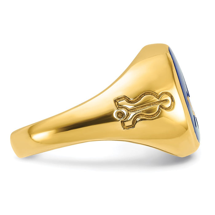 Shop Stylish 14K Gold Men's Masonic Ring with Lab-Created Blue Sapphire, 8mm-7