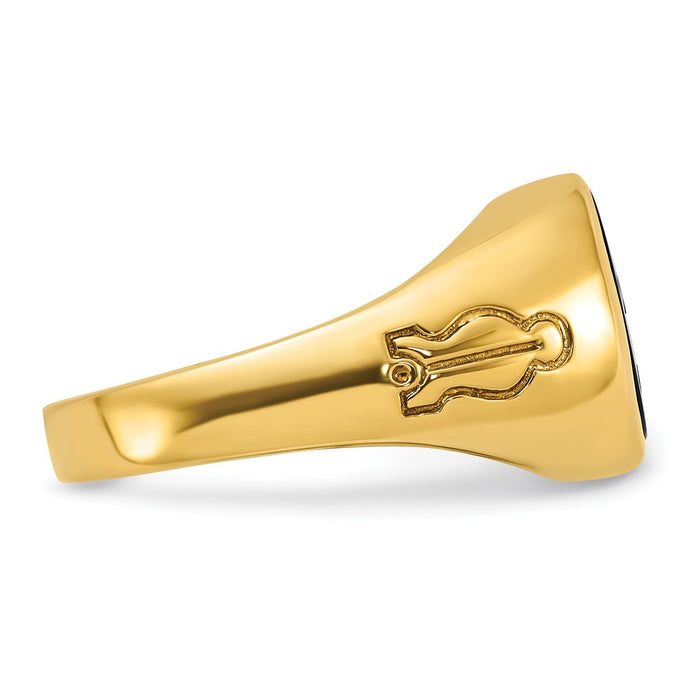 Buy Designer 14K Men's Polished Grooved Masonic Ring - 11mm, Blue Onyx, Affordable!-7