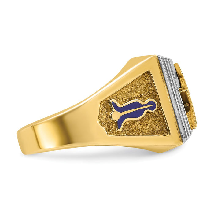 Shop Exclusive 10K Two-Tone Men's Masonic Ring | Stylish Blue Enamel Design-9