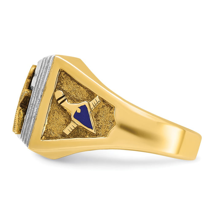 Shop Exclusive 14K Gold Two-Tone Masonic Ring - Stylish Blue Enamel, 8.5g-4