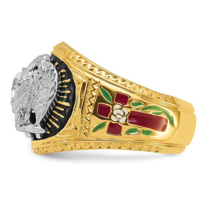 Exclusive 14K Gold Masonic Ring - Stylish Two-Tone Design with Diamonds-5