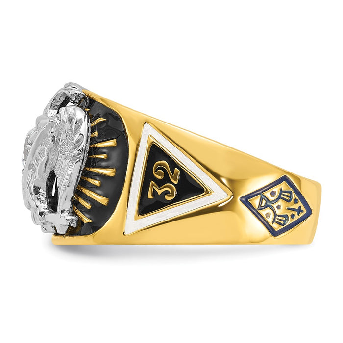 Shop Exclusive 14K Gold Masonic Ring: Polished, Textured, 32nd Degree, Stylish Design-3