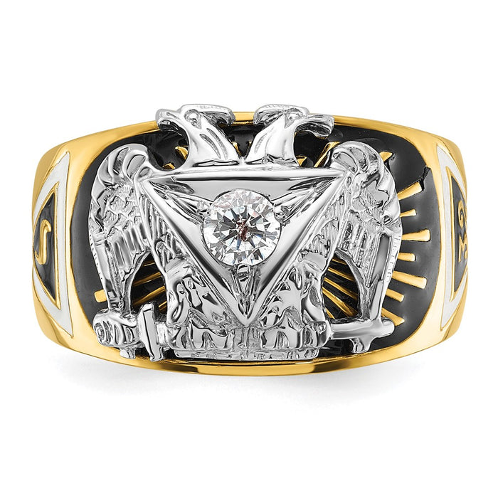 Shop Exclusive 14K Gold Masonic Ring: Polished, Textured, 32nd Degree, Stylish Design-4