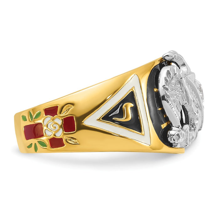 Shop Exclusive 14K Gold Masonic Ring: Polished, Textured, 32nd Degree, Stylish Design-7