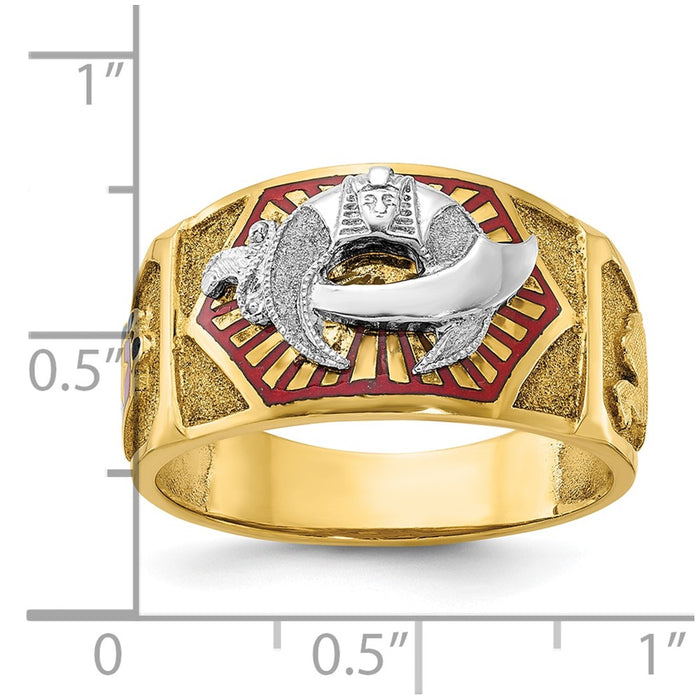 Order Stylish 14K Two-Tone Men's Masonic Shriner's Ring | Multi-Color Enamel-8