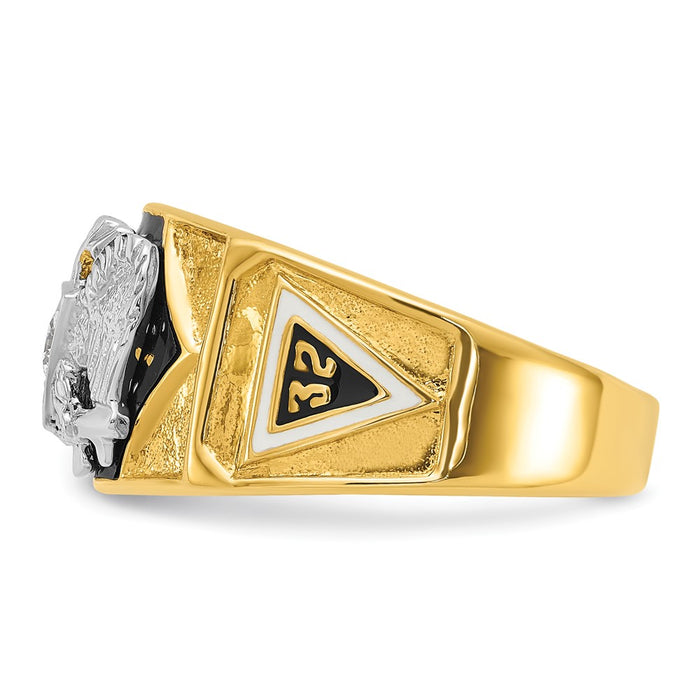 Buy Stylish 14K Two-Tone Men's Diamond Masonic Ring | 32nd Degree, Affordable-3