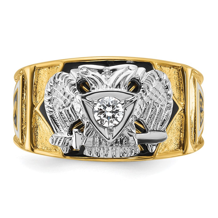 Buy Stylish 14K Two-Tone Men's Diamond Masonic Ring | 32nd Degree, Affordable-4