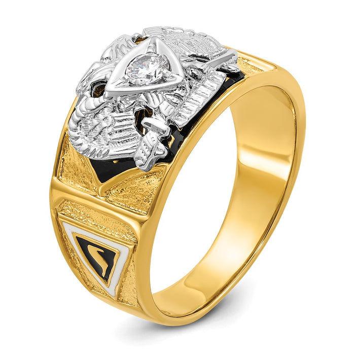 Buy Stylish 14K Two-Tone Men's Diamond Masonic Ring | 32nd Degree, Affordable-6