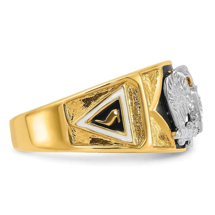 Buy Stylish 14K Two-Tone Men's Diamond Masonic Ring | 32nd Degree, Affordable-7