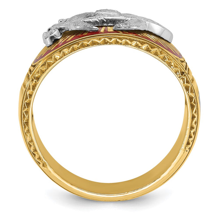 Shop Designer 14K Two-Tone Men's Masonic Ring - Stylish Polished & Textured-2