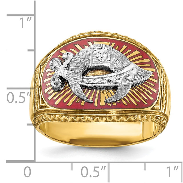 Shop Designer 14K Two-Tone Men's Masonic Ring - Stylish Polished & Textured-3