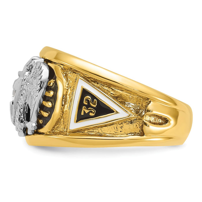 Exclusive 14K Gold Two-Tone Men's Masonic Ring with Diamond Emblem - Stylish Value-3