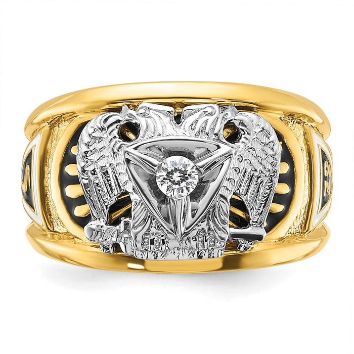 Exclusive 14K Gold Two-Tone Men's Masonic Ring with Diamond Emblem - Stylish Value-4