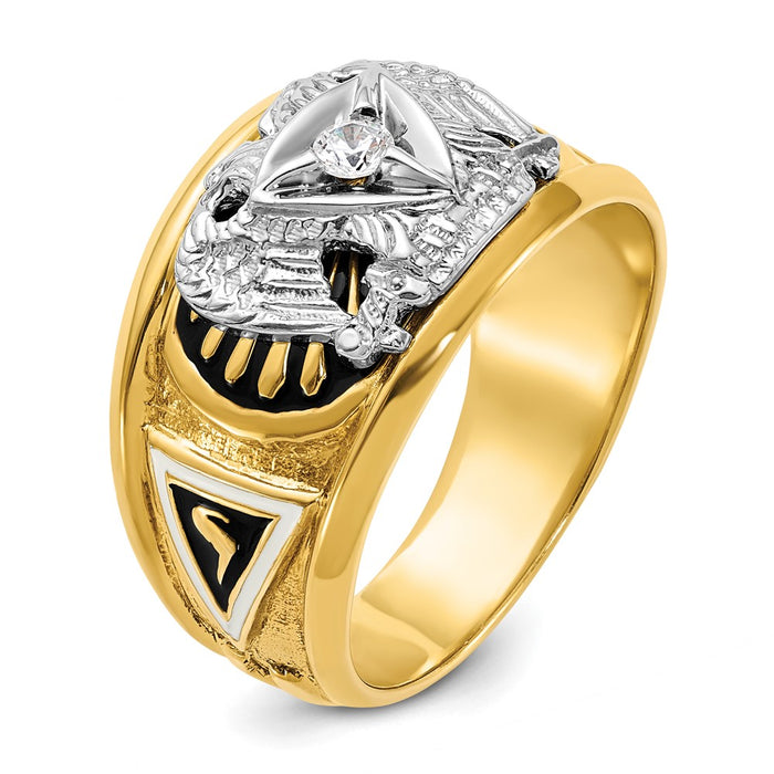 Exclusive 14K Gold Two-Tone Men's Masonic Ring with Diamond Emblem - Stylish Value-6