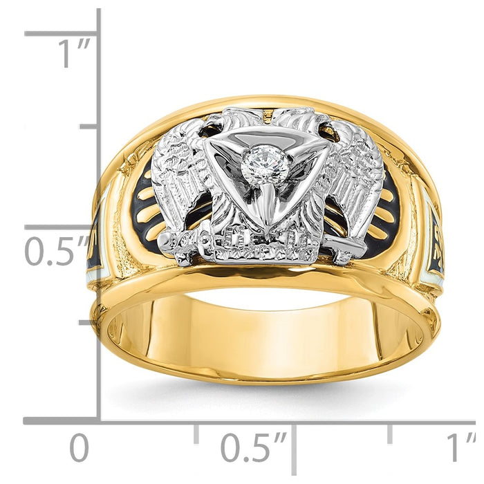 Exclusive 14K Gold Two-Tone Men's Masonic Ring with Diamond Emblem - Stylish Value-8