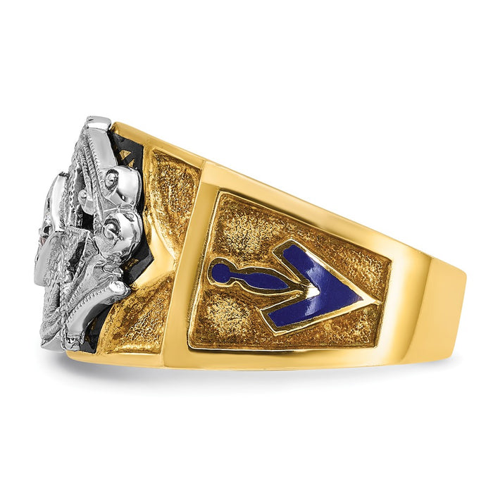 Exclusive 14K Gold Two-Tone Men's Masonic Ring - Stylish Design with Diamonds-5