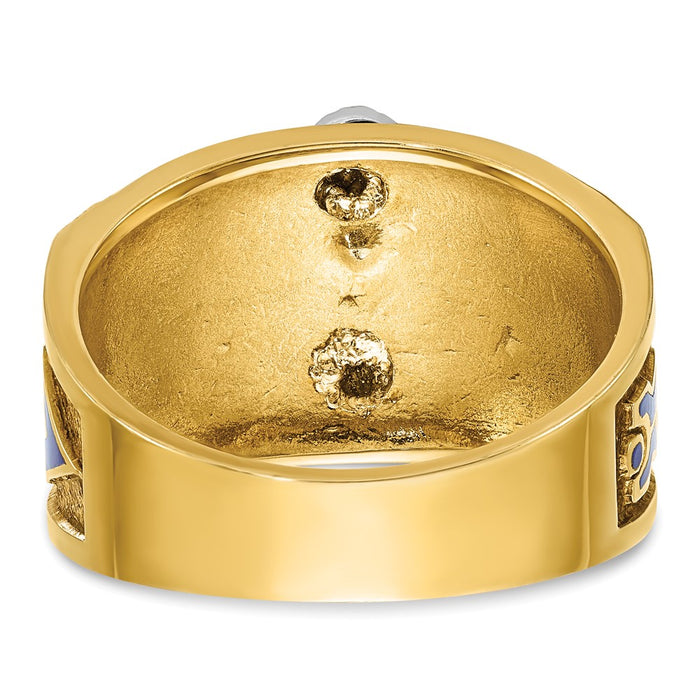 Exclusive 14K Gold Two-Tone Men's Masonic Ring - Stylish Design with Diamonds-7