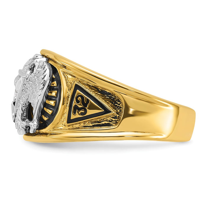 Shop Exclusive 14K Two-Tone Masonic Ring with Black Enamel & Diamonds-3