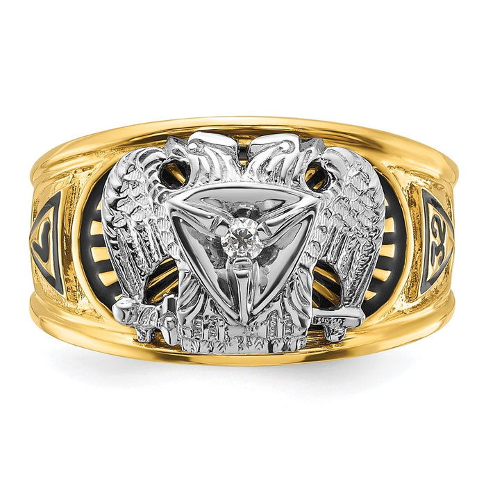 Shop Exclusive 14K Two-Tone Masonic Ring with Black Enamel & Diamonds-4