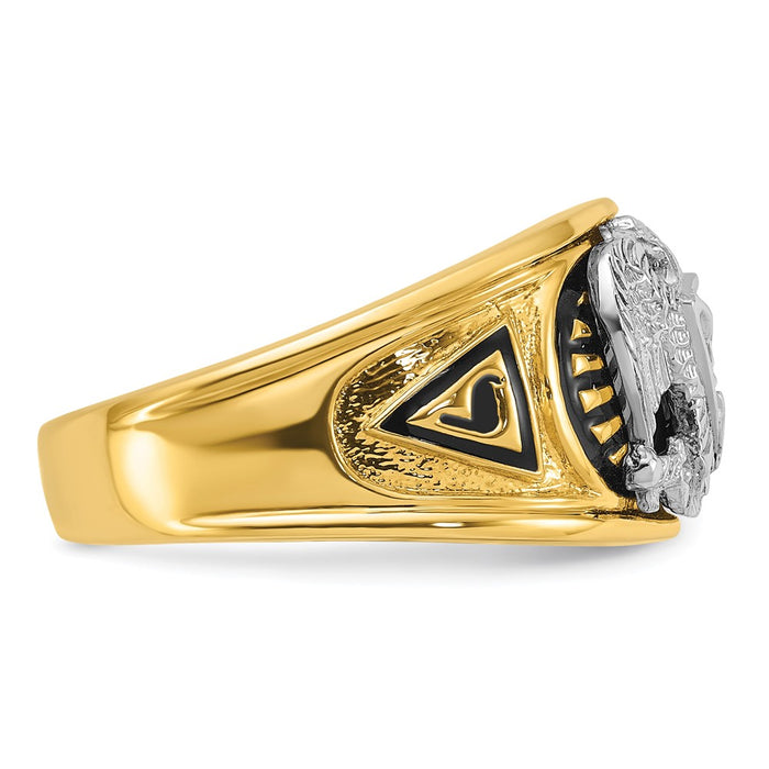 Shop Exclusive 14K Two-Tone Masonic Ring with Black Enamel & Diamonds-7