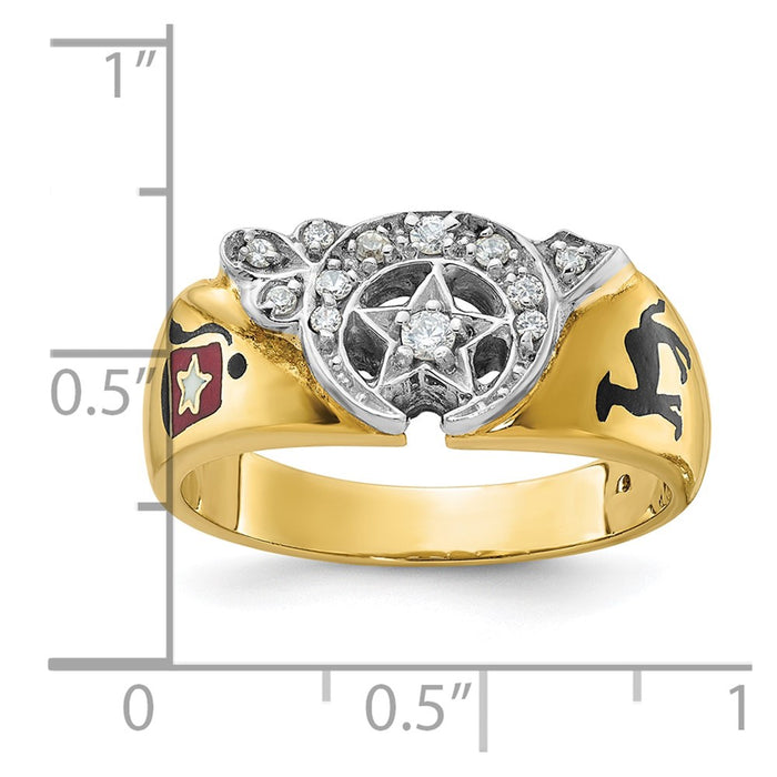 Exclusive 10K Two-Tone Men's Masonic Shriner's Ring with Diamond Accents-8