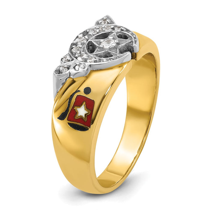 Shop Exclusive 14K Two-Tone Men's Masonic Ring | Stylish Diamond Accents-6