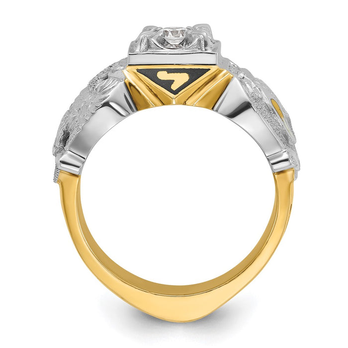 Exclusive 10K Two-Tone Mens Ring with Diamond Emblem | Luxury Design-2