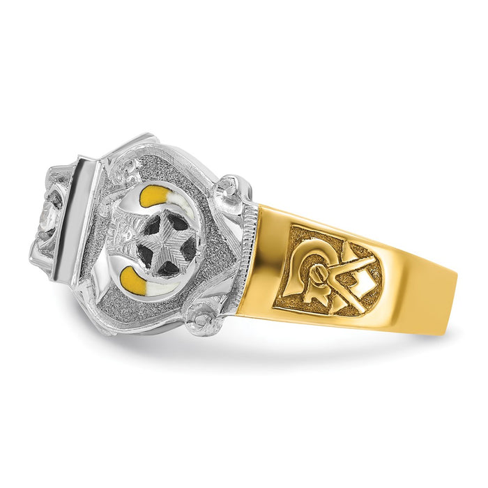 Exclusive 10K Two-Tone Mens Ring with Diamond Emblem | Luxury Design-3