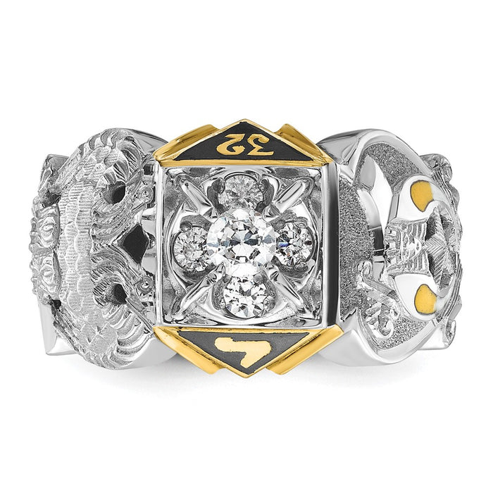 Exclusive 10K Two-Tone Mens Ring with Diamond Emblem | Luxury Design-4