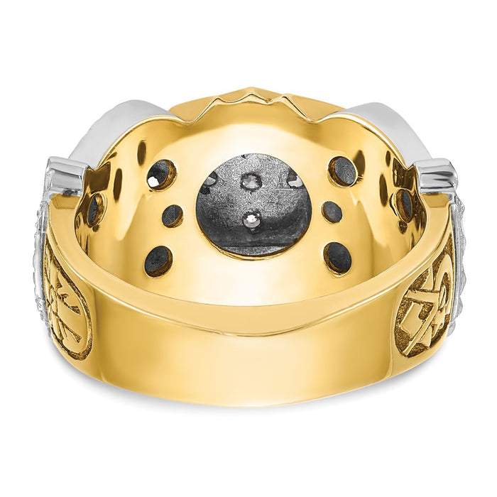 Exclusive 10K Two-Tone Mens Ring with Diamond Emblem | Luxury Design-5