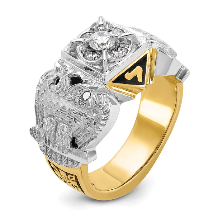 Exclusive 10K Two-Tone Mens Ring with Diamond Emblem | Luxury Design-6