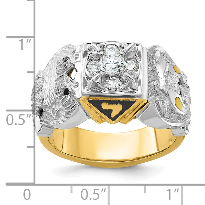 Exclusive 10K Two-Tone Mens Ring with Diamond Emblem | Luxury Design-8
