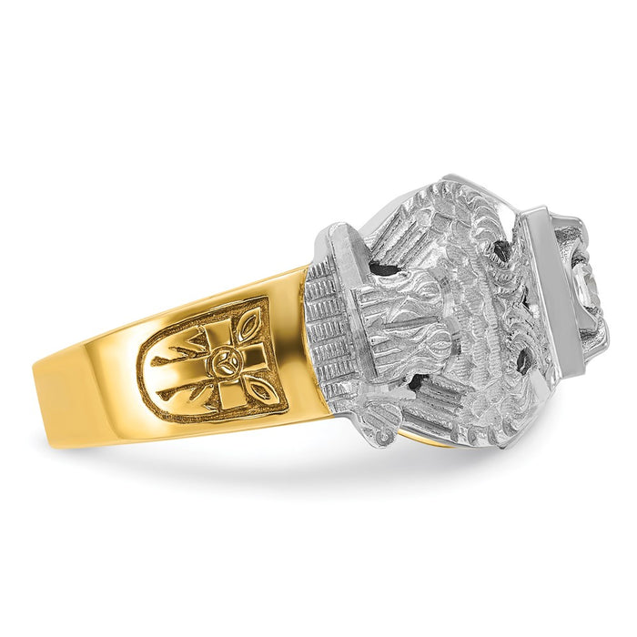 Exclusive 10K Two-Tone Mens Ring with Diamond Emblem | Luxury Design-7